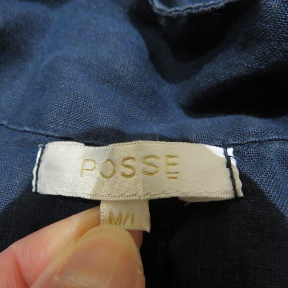 POSSE 100% Linen Phoenix Playsuit Romper in Navy Blue Minimalist - Size M/L - Picture 14 of 16